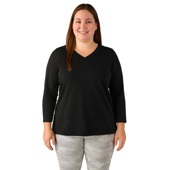 Belle by Kim Gravel Primabelle Knit Crossover V-Neck Tunic Black Size Small NWOT - Picture 1 of 7